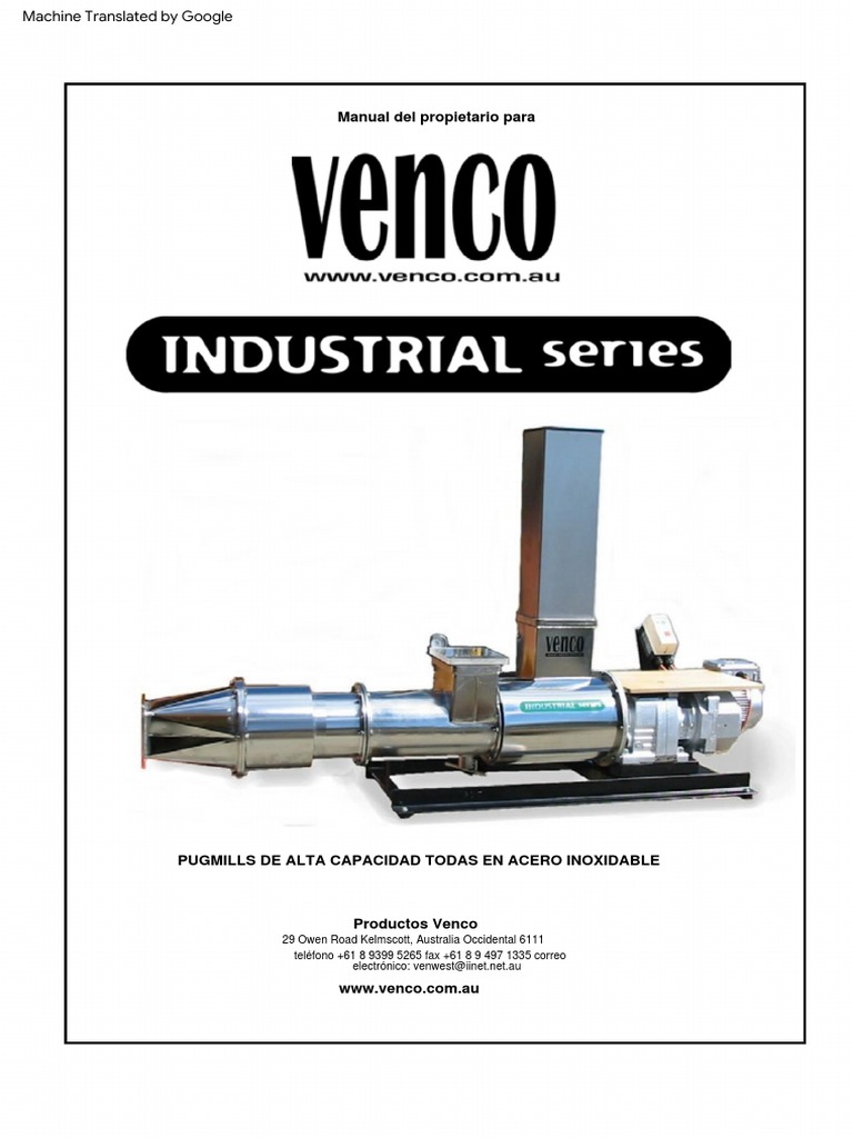 Venco Pugmill Series (ES) Descargar gratis PDF Extrusión Bomba