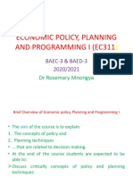 Economic Policy, Planning and Programming I (Ec311: BAEC-3 & BAED-3 2020/2021