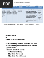 Learning Activity Plan Matrix: Learning Area: Music Grade: 4 Quarter: 1 Week: 7