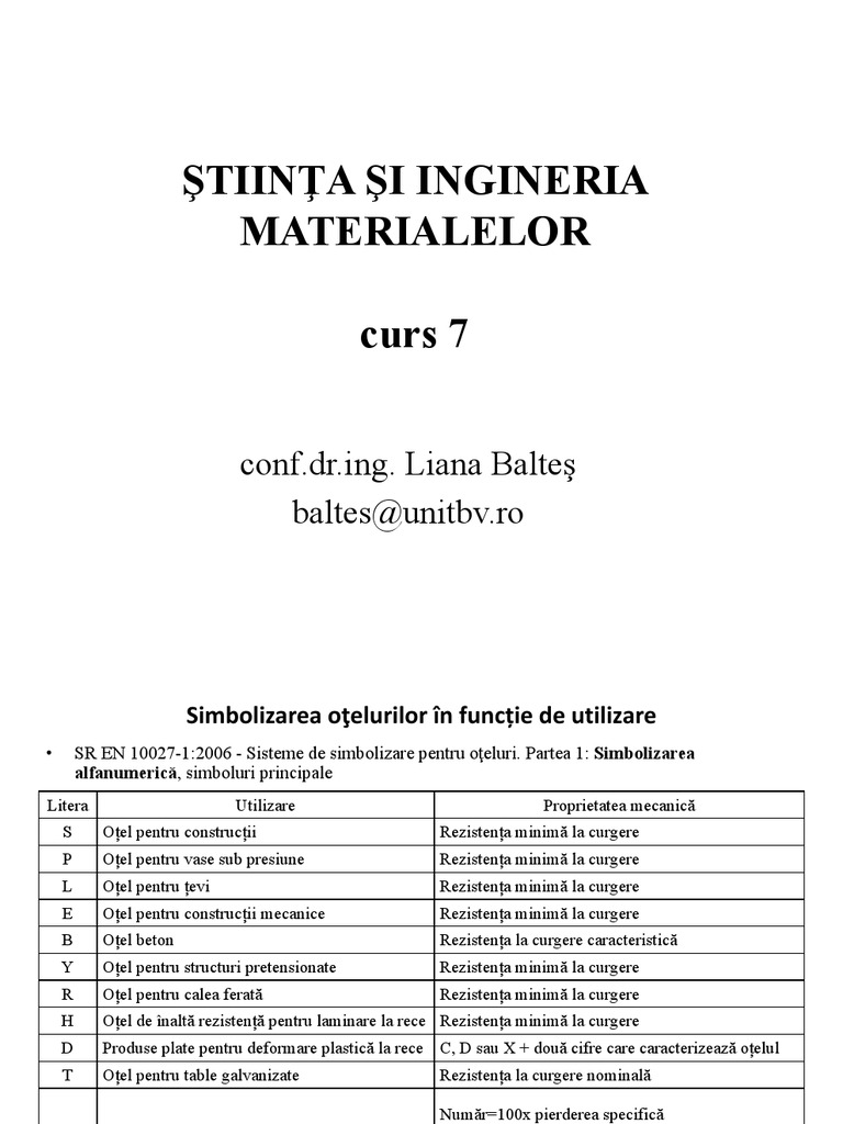 Simbolizare Si Caracteristici Oteluri | PDF