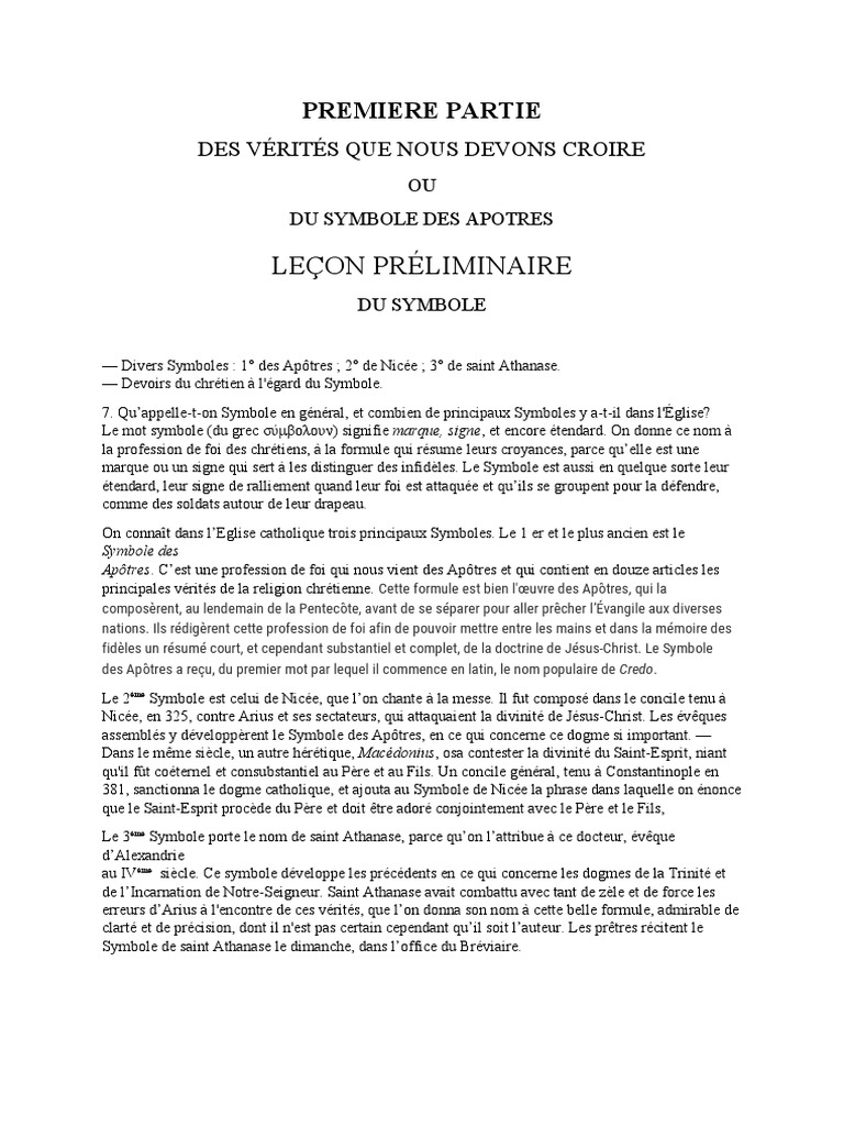 Les Apôtres et leur Symbole de Foi | PDF | Noûs | Trinité