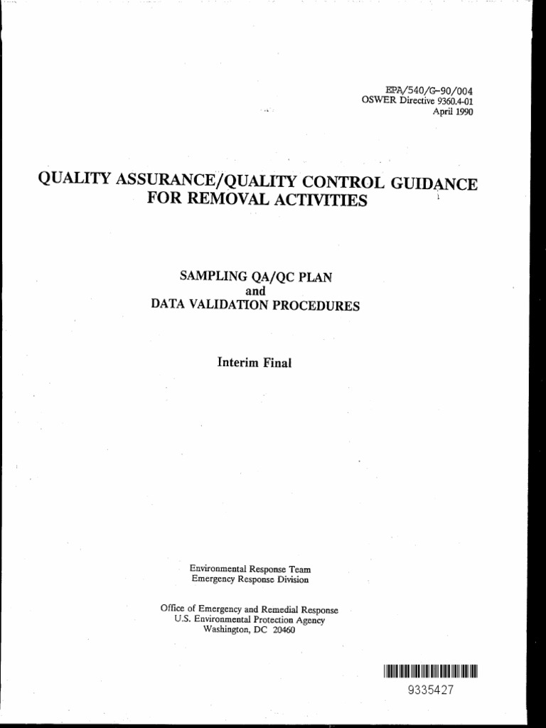 Quality Assurance/Quality Control Guidance For Removal Activities PDF