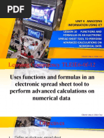 Lesson 10 FUNCTIONS AND FORMULAS IN AN E