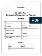 National Institute of Construction Management and Research: PGCM 21 Assignment