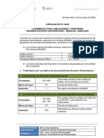 Circular DP #18-22 Incremento para Jubilaciones y Pensiones Regimen Docente Universitario - Mensual Junio-2022