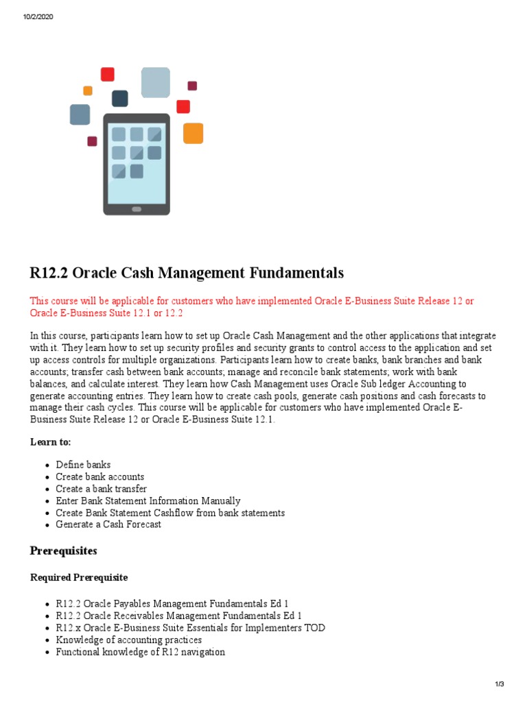 R12.2 Oracle Cash Management Fundamentals: Prerequisites | PDF | Banks ...