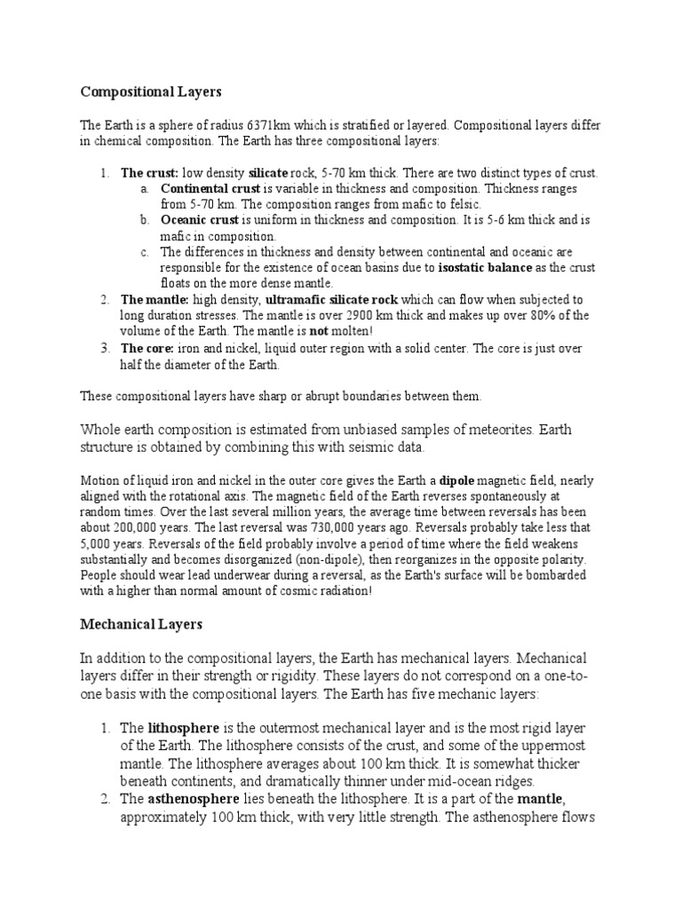 Layers of The Earth | PDF | Earth | Planetary Core
