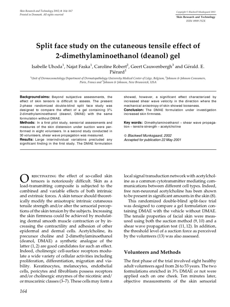 Split Face Study On DMAE 3 Gel Unlocked PDF Acetylcholine Skin