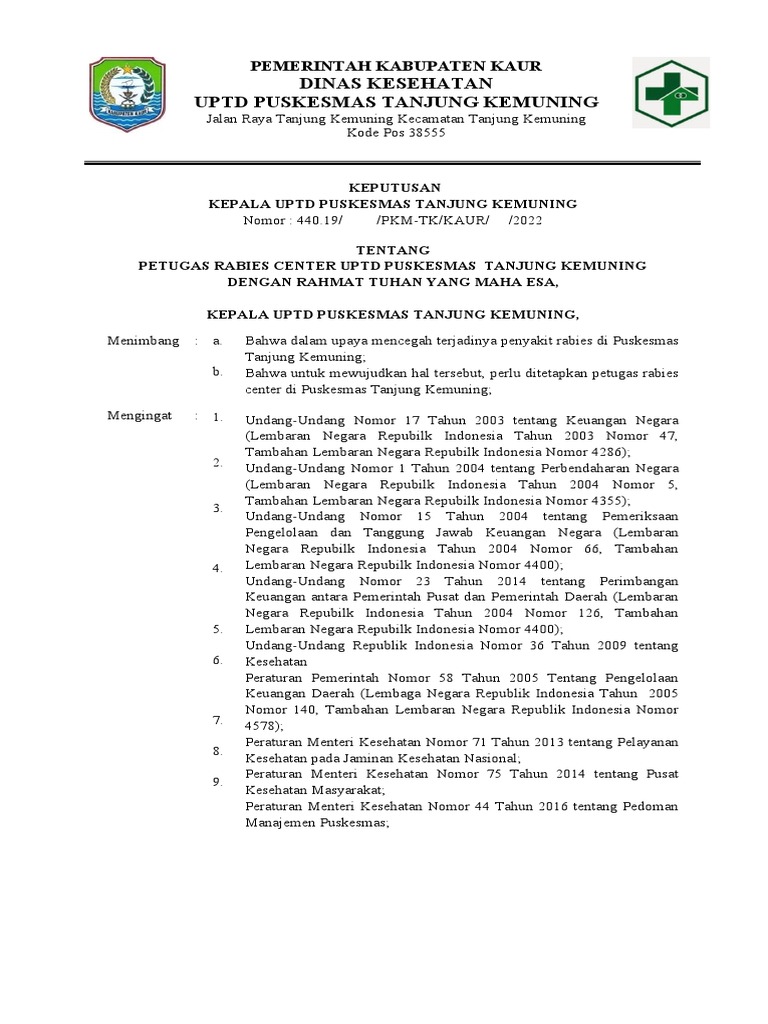 SK Petugas Rabies | PDF