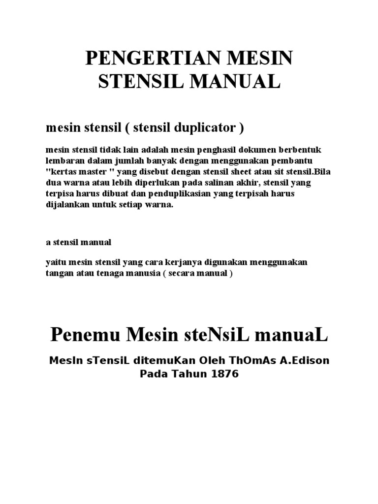 Pengertian Mesin Stensil Manual