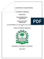 Icric (Cricket Club System) A Project Report