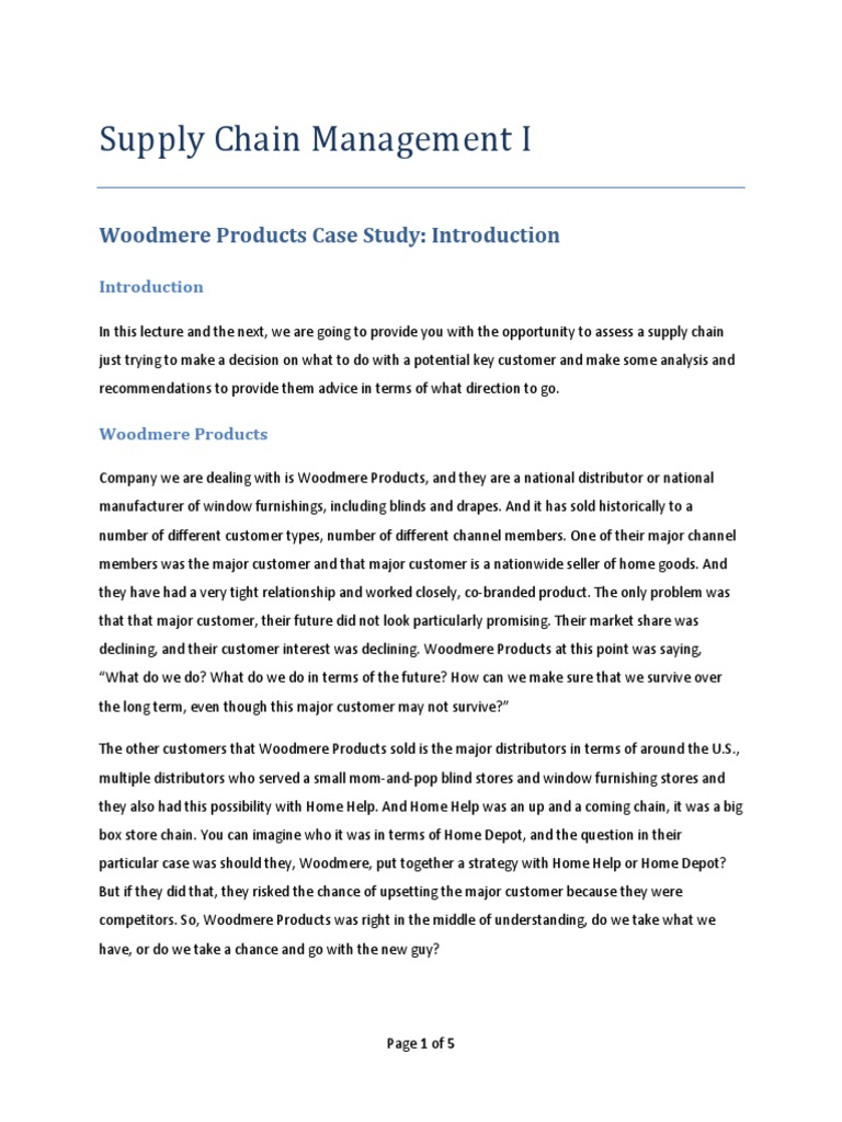 Woodmere Products Case Study Introduction PDF Inventory Pricing