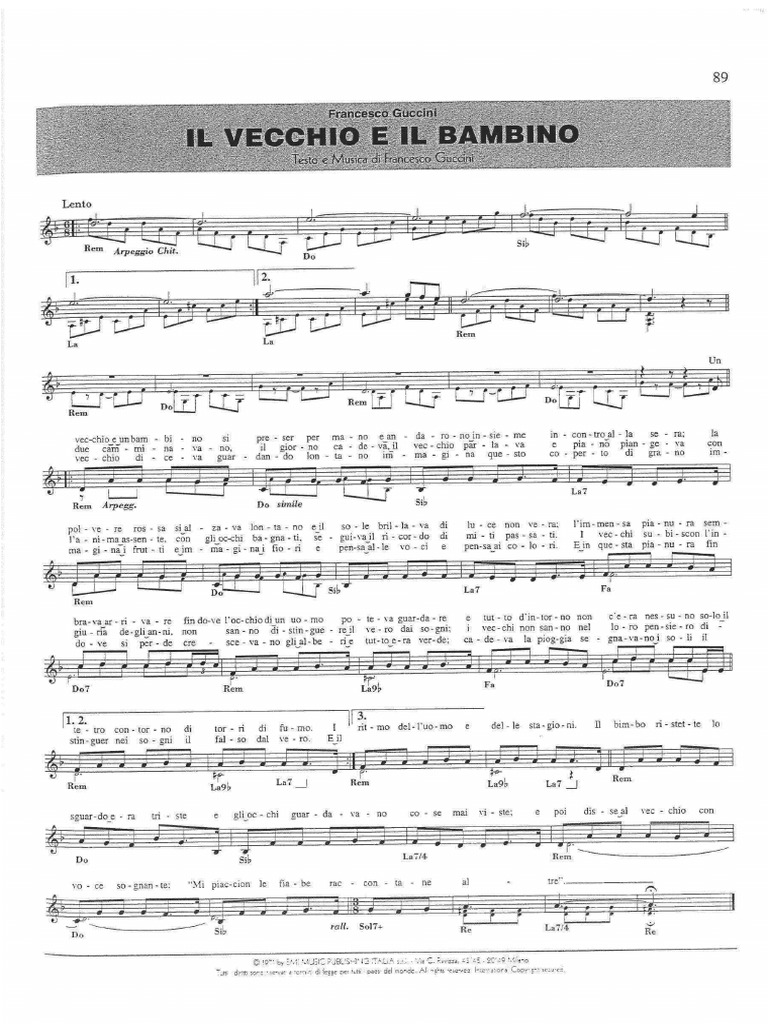 Francesco Guccini - Il Vecchio e Il Bambino | PDF