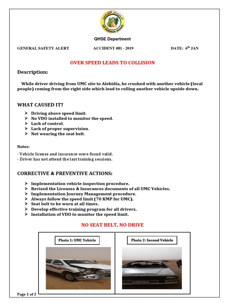 01 Safety Alert - OVER SPEED LEADS TO COLLISION | PDF