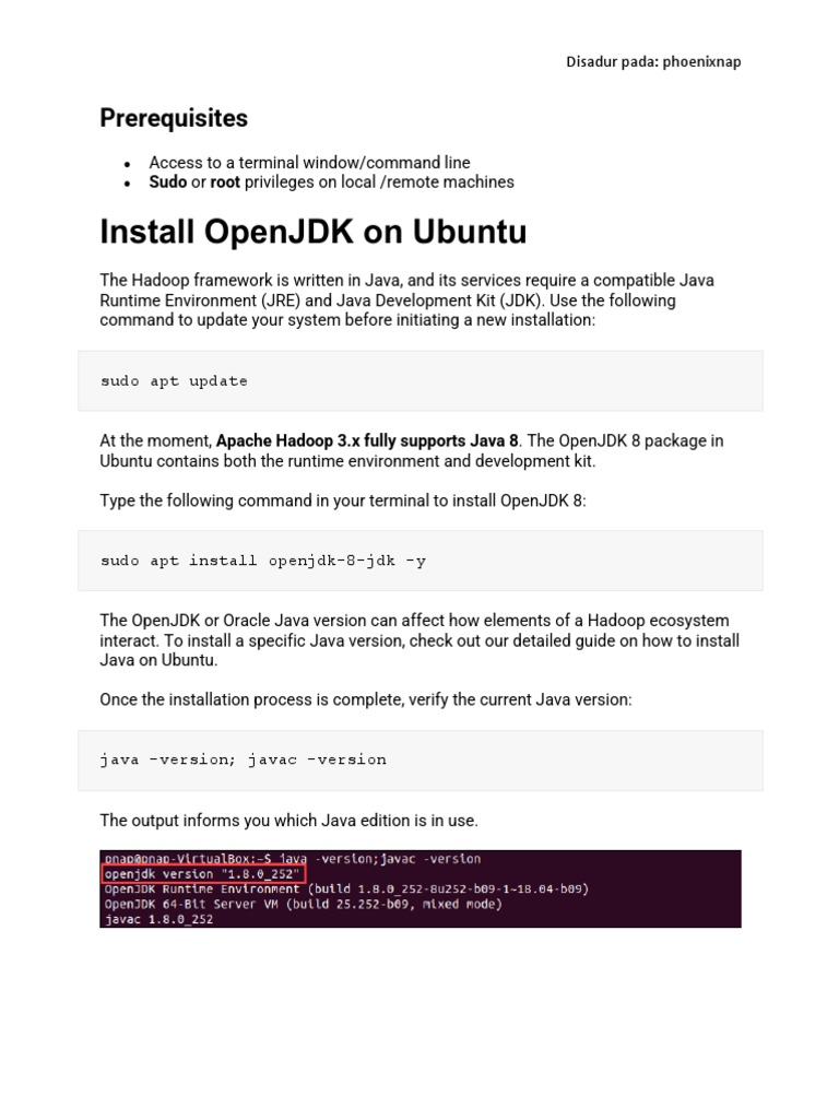 Install and Configure Hadoop on Ubuntu | PDF | Apache Hadoop | Java ...