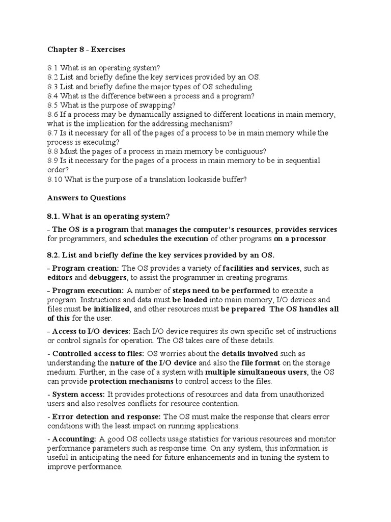 OS Concepts & Exercises | PDF | Process (Computing) | Operating System
