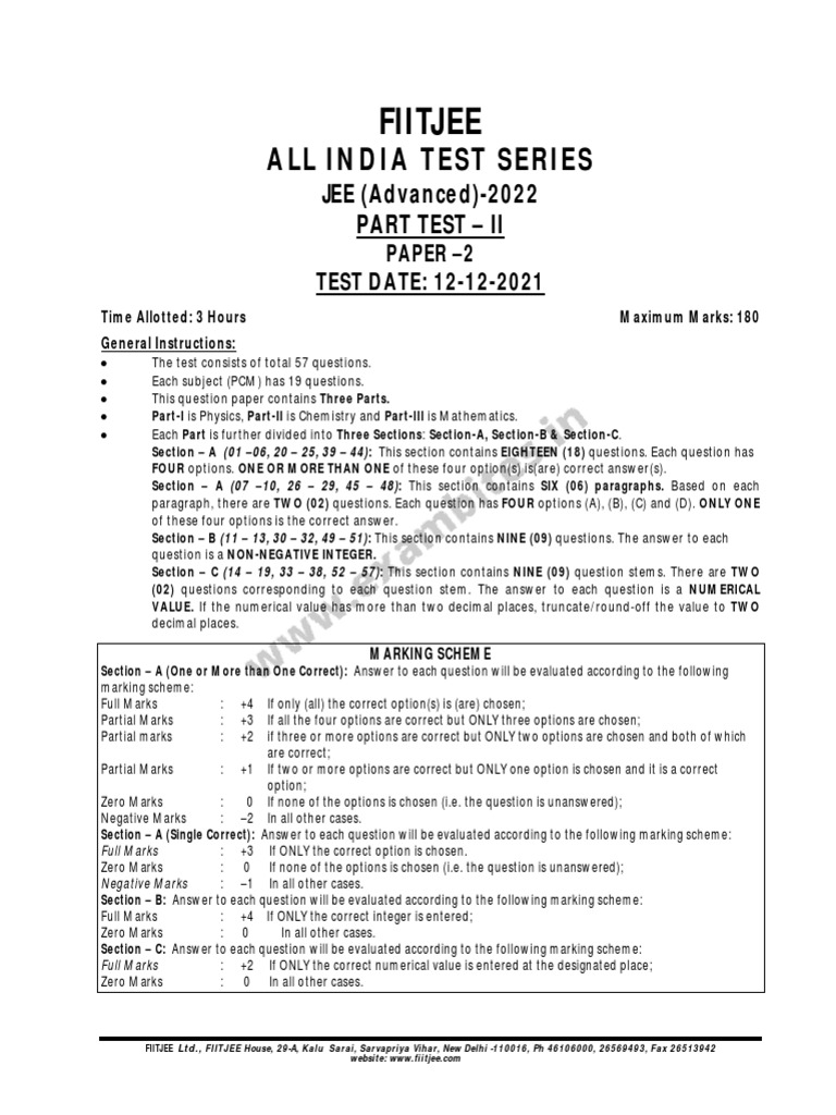 JEE Advanced 2022 Paper 2 Overview | PDF | Gases | Aldehyde