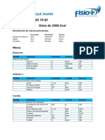 Dieta de 2900 Kcal con distribución de macronutrientes