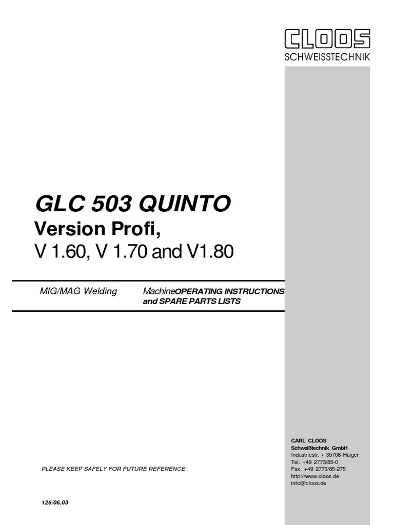 Cloos GLC Quinto 503 | PDF