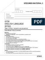Gcse English Language (8700) : Specimen Material 3