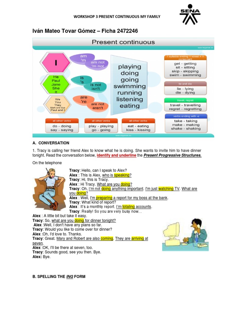 Present Continuous Workshop Exercises | PDF