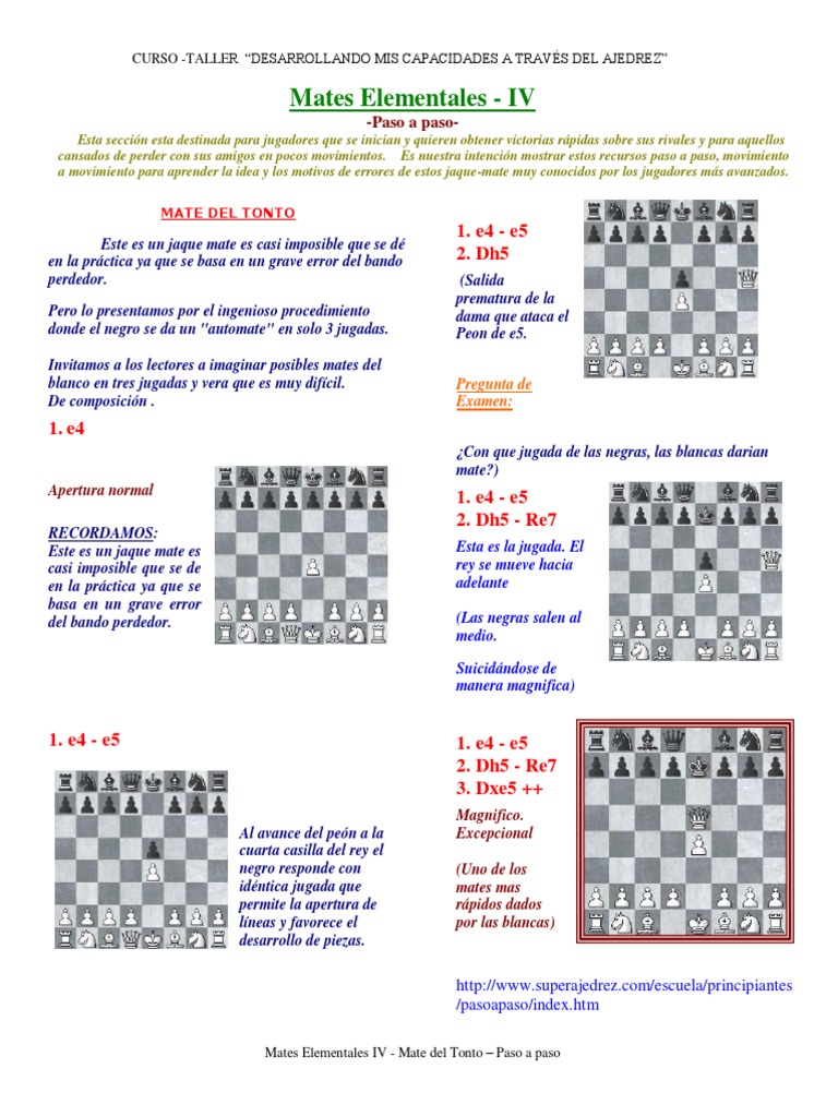 Mates Elementales 4 | Descargar gratis PDF | Aperturas de ajedrez | Ajedrez
