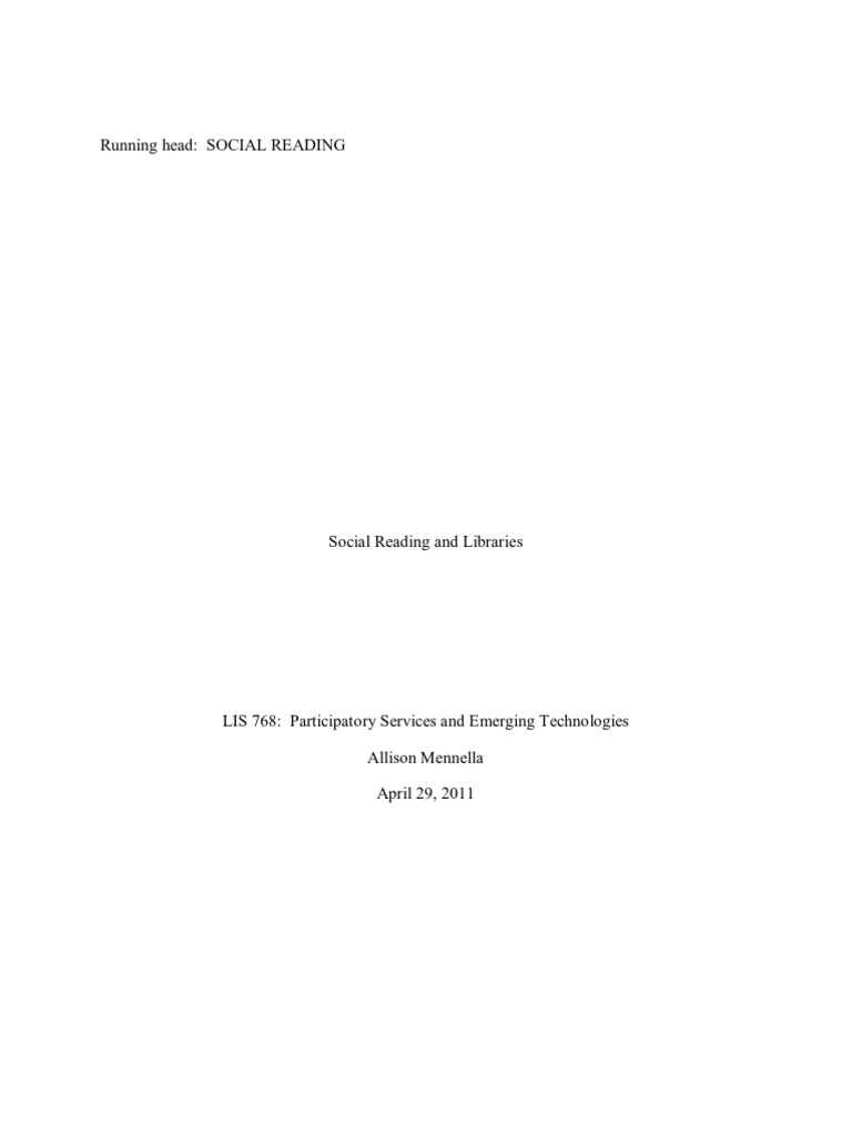 LIS 768 Participatory Services and Emerging Technologies Social