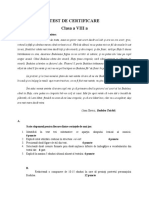 Test de Certificare Clasa A VIII A: Citește, Cu Atenție, Textul Următor