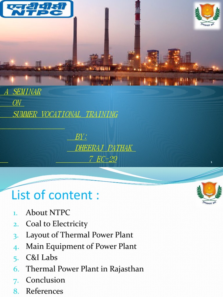 Dokumen - Tips - Summer Training in NTPC | PDF | Coal | Electric Generator