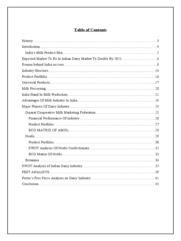 Dairy Industry Analysis PDF Dairy Milk