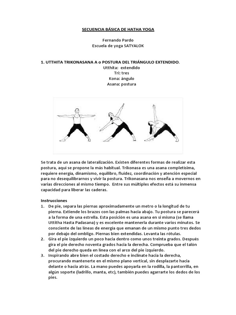 Secuencia Básica de Hatha Yoga | PDF | La columna vertebral | Pie