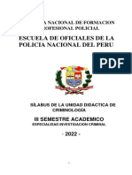 Escuela de Oficiales PNP: Silabus de Criminología