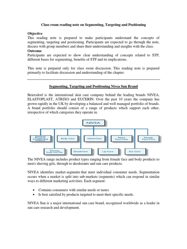 Class Room Reading Note On Segmenting, Targeting and Positioning