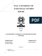 National University of Advanced Legal Studies Kochi: Government Liability and Discretionary Powers