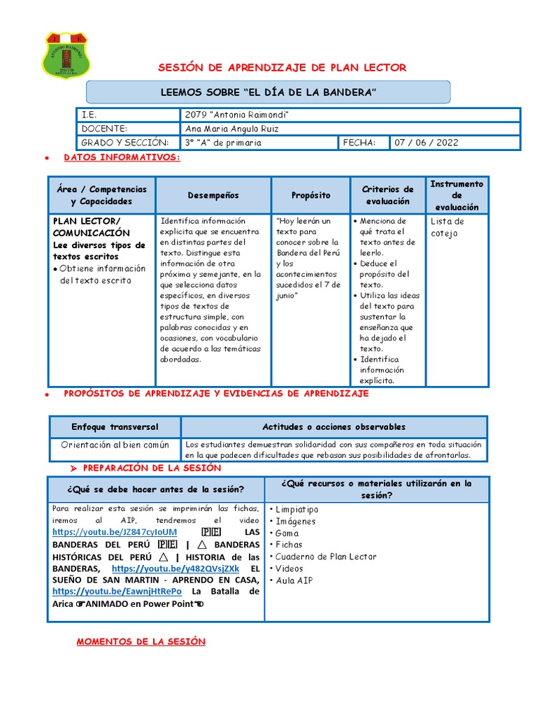 Plan Lector: Día de la Bandera | PDF