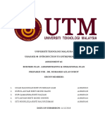 UTM Business Plan Administrative and Operational Sections