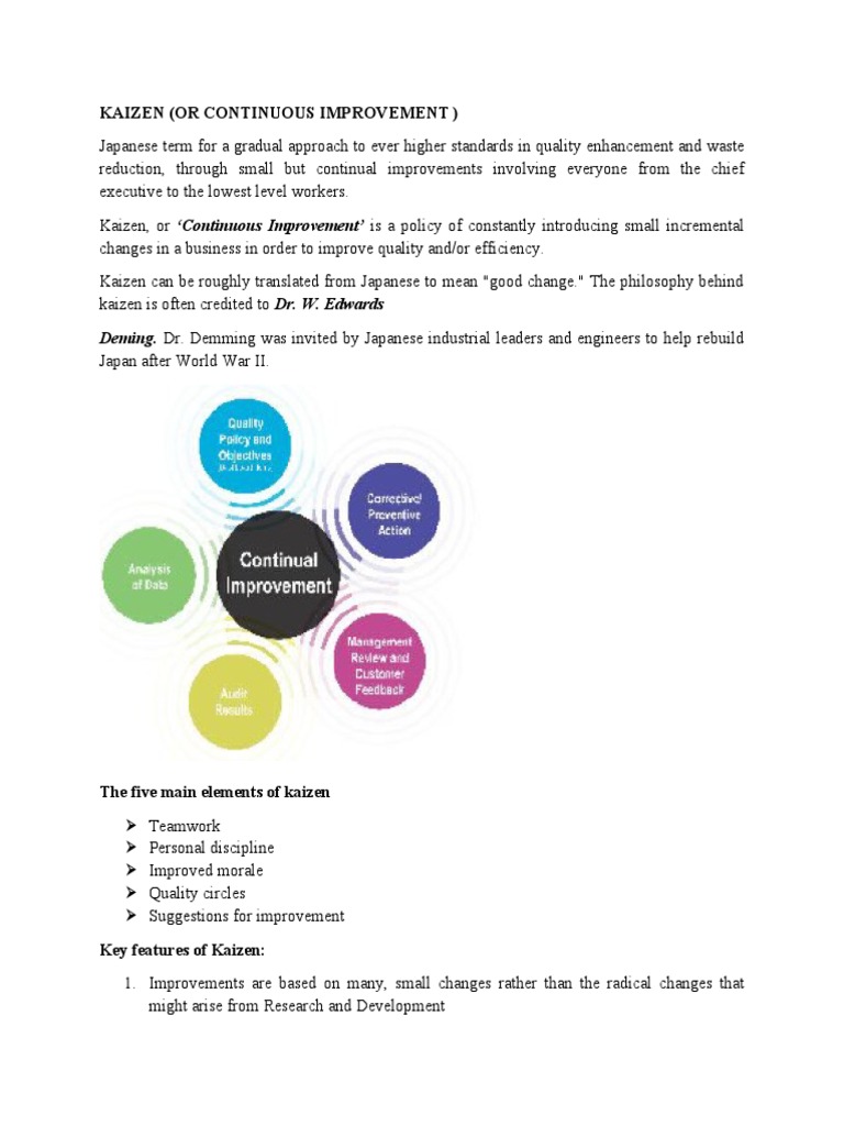 Kaizen (Or Continuous Improvement) | PDF