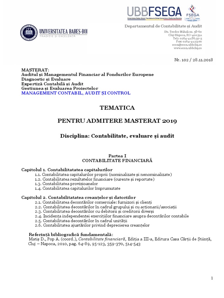Management Contabil, Audit Si Control-Contabilitate, Evaluare Si Audit ...
