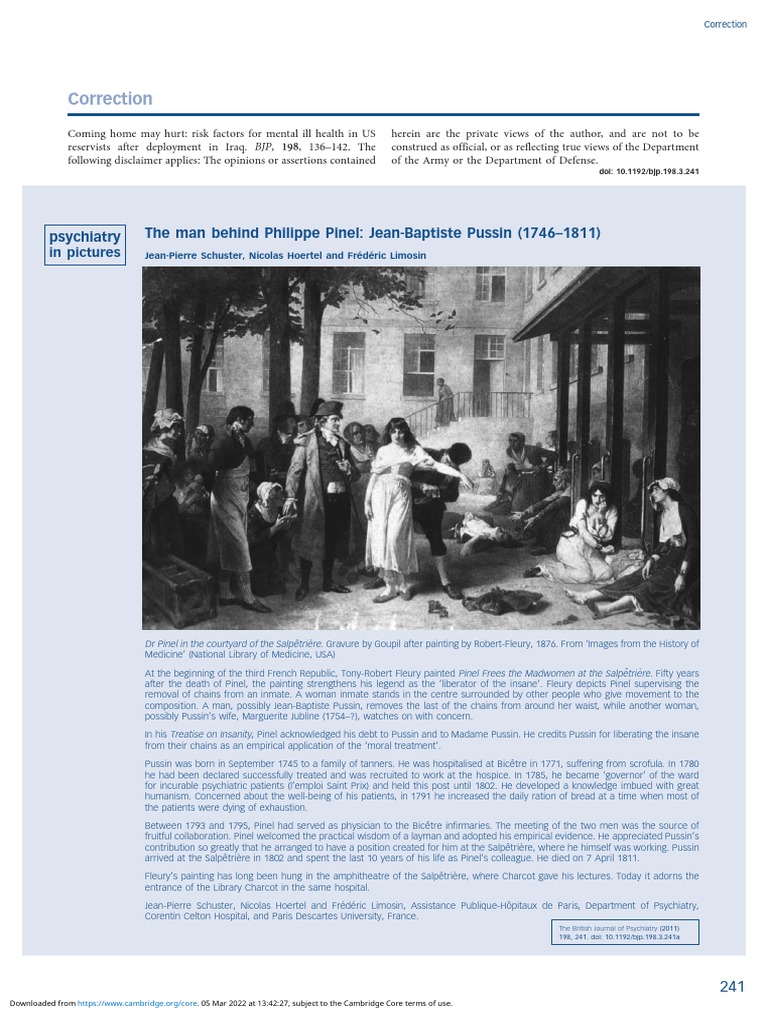 The Man Behind Philippe Pinel Jean Baptiste Pussin 17461811 PDF