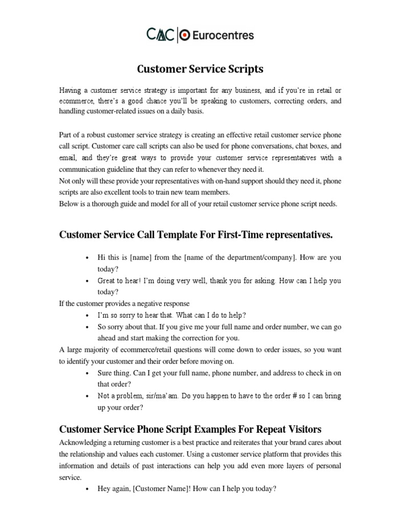 Customer Service Scripts PDF Credit Card Communication