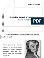 2.2.1 Lei de Avogadro, volume molar e massa volúmica