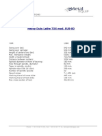 Technical Specifications: Heavy Duty Lathe TOS Mod. SUS-80