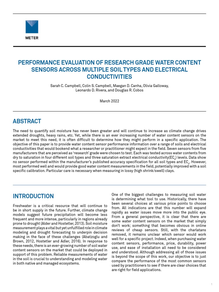 Evaluating Soil Moisture Sensors' Performance | PDF | Soil | Loam