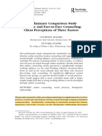 A Preliminary Comparison Study of Online and Face-to-Face Counseling: Client Perceptions of Three Factors