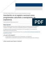 Inscripción en El Registro Nacional Como Programador Calculista o Manipulador de Explosivos