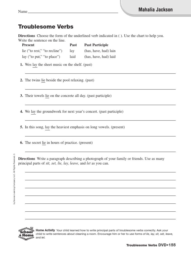 3-Worksheet-Troublesome Verbs | PDF | Language Mechanics | Linguistic
