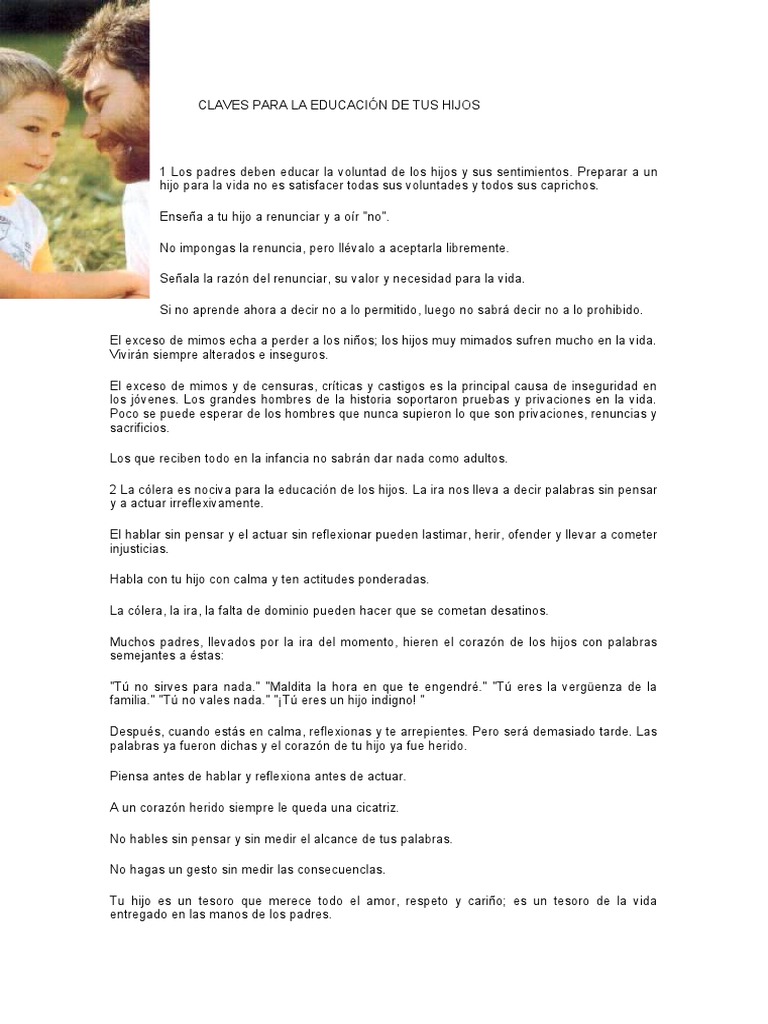 10 Claves para La Educación de Tus Hijos | PDF | Amor | Comportamiento