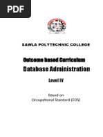 Level IV Data Base Administration Model Curriculum