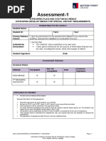 Assessment-1: Sithkop002 Plan and Cost Basic Menus Sithkop004 Develop Menus For Special Dietary Requirements