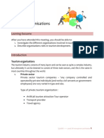 Week 8 Tourism Organisations: Learning Outcome